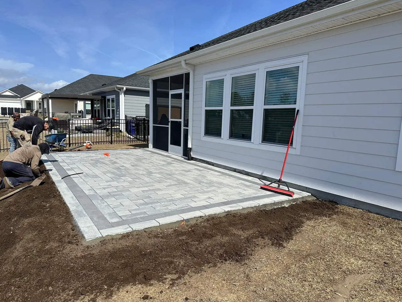 Finished paver patio off the back of a Grand Strand home.